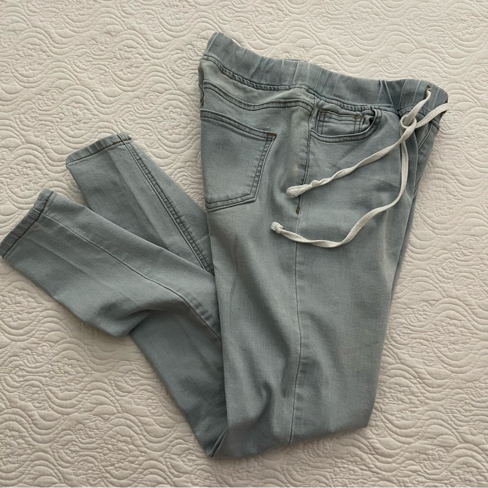 Highway Jeans Pull On Tie Waist Light Wash Jean Jeggings Size Small - Picture 2 of 12